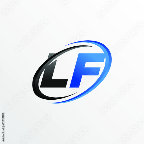Initial Letters LF Logo with Circle Swoosh Element