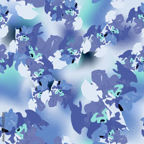 Winter camouflage of various shades of violet, blue and green colors