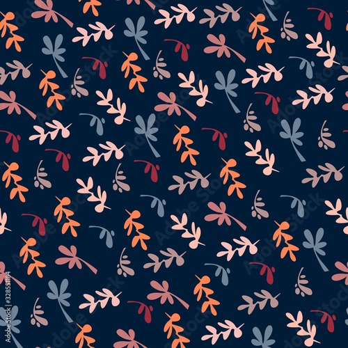 Seamless pattern with simple leaves. Plant