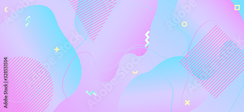 Abstract Pastel Banner. Geometric Fluid Shapes. 