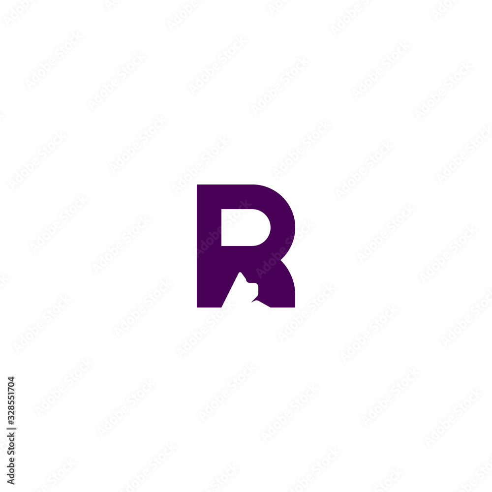 logo letter R and unique mountain with a simple design