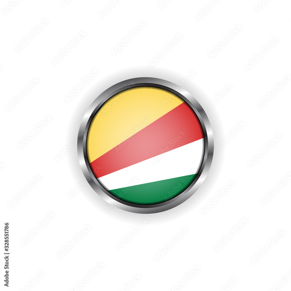 Abstract button with stylish metallic frame. Seychelles flag vector illustration Abstract button with stylish metallic frame. Seychelles flag vector illustration