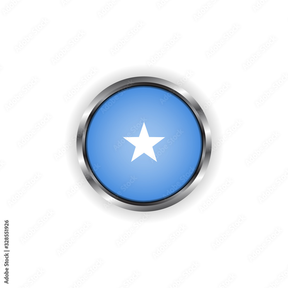Abstract button with stylish metallic frame. Somalia flag vector illustration Abstract button with stylish metallic frame. Somalia flag vector illustration