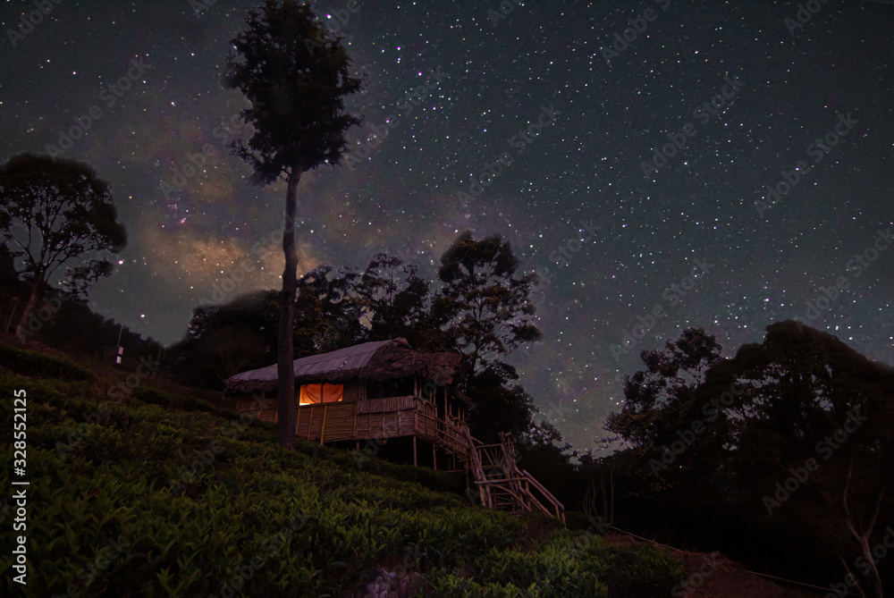 cabin in the starry night