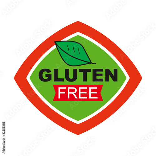 Vector label gluten free. Sticker for food without gluten. Organic food.