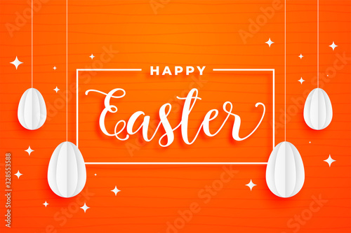 happy easter festival orange card holiday background