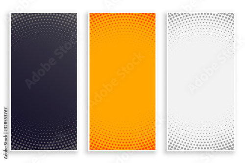 abstract halftone style empty vertical banners set photo