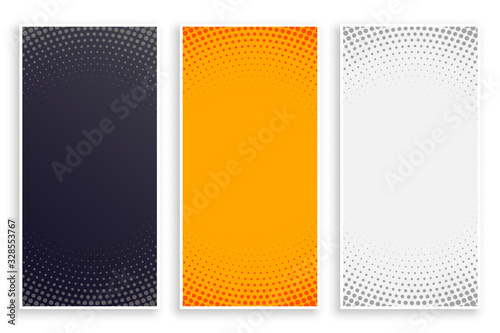 abstract halftone style empty vertical banners set