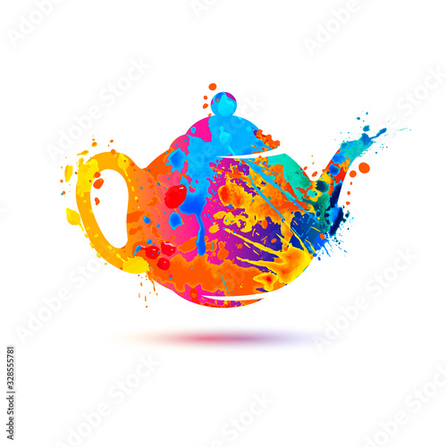 Obraz na płótnie Teapot watercolor splash paint symbol
