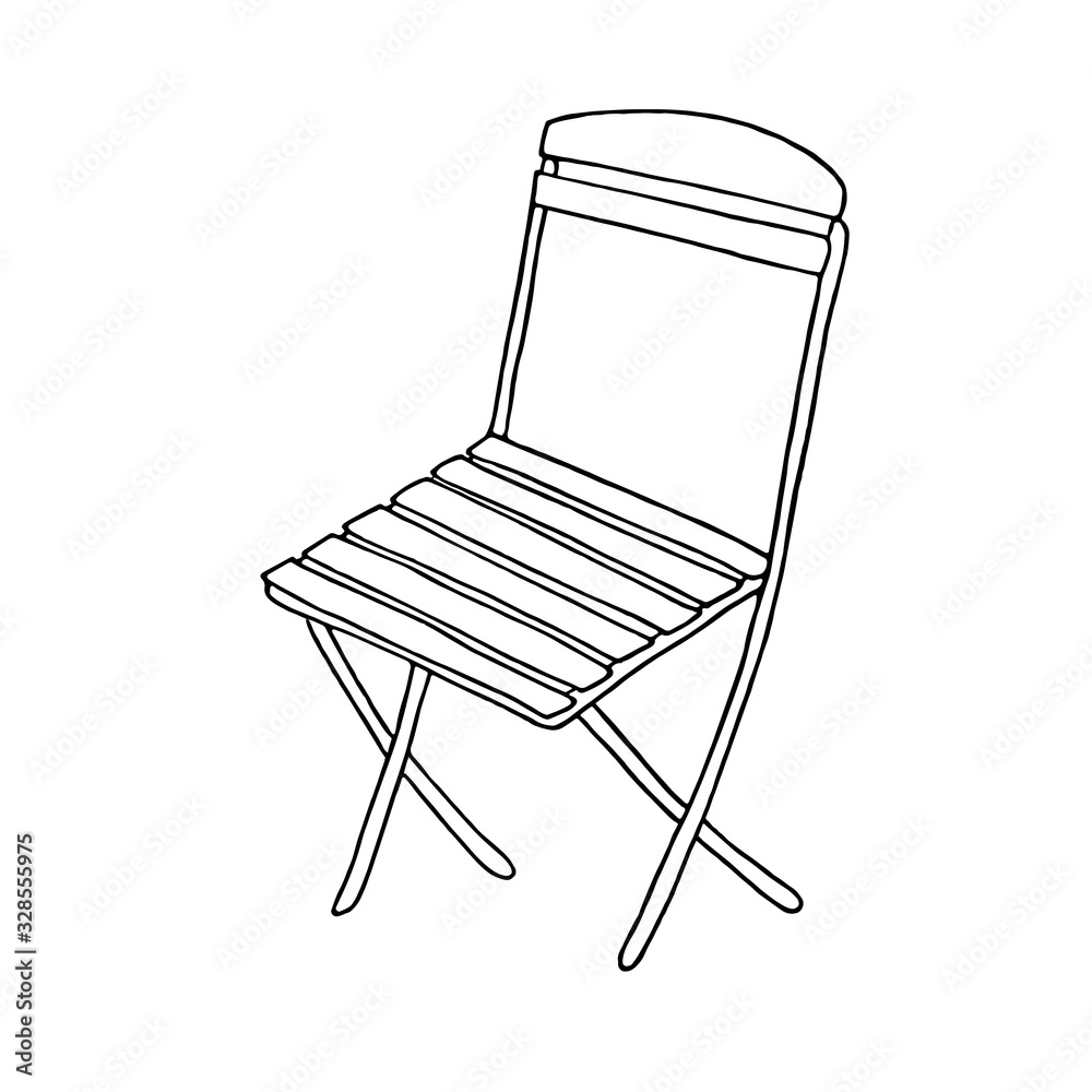 Hand drawn outline vectorillustration of a simple garden chair Stock