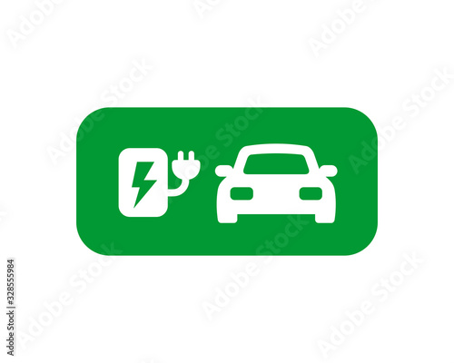 Electric car icon. Charging station concept. Vector illustration. Isolated pictogram on white background.