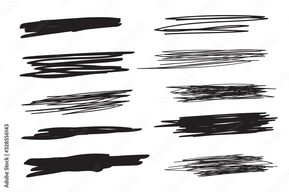 Black brush strokes set, vector logo design elements for presentations