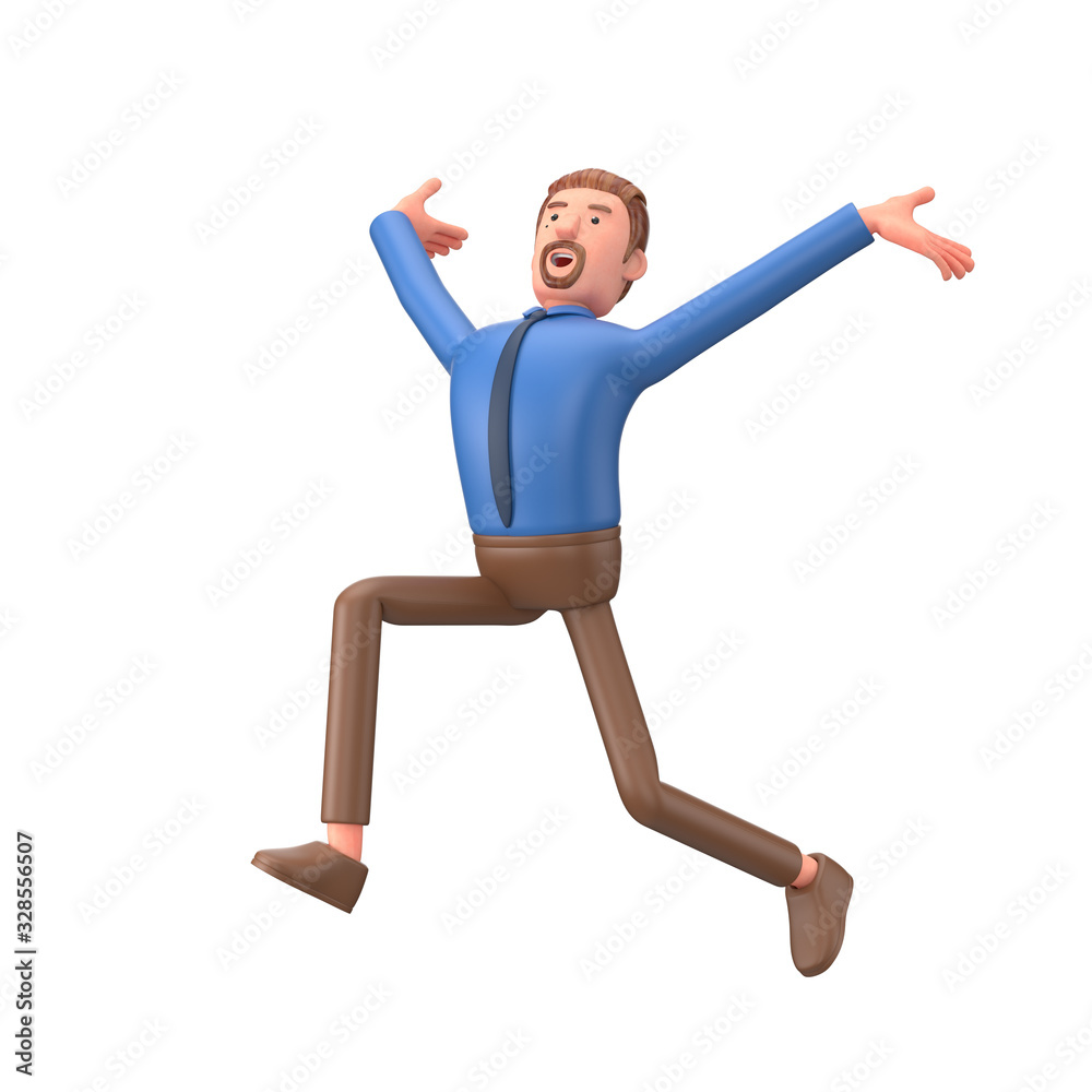 3d business man winning the competition. Successful businessman.3d render. 3d business man winning the competition. Successful businessman.3d render.