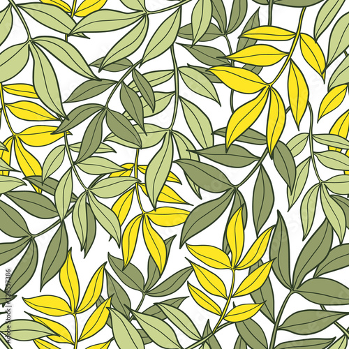Cute floral seamless pattern. Vector background with flowers and leaves.