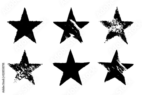 Set of grunge black star imprints