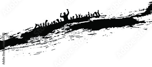 Large crowd of many people flag together in party Vector illustration