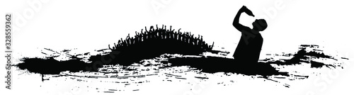 Banner man to drink and entertain people.