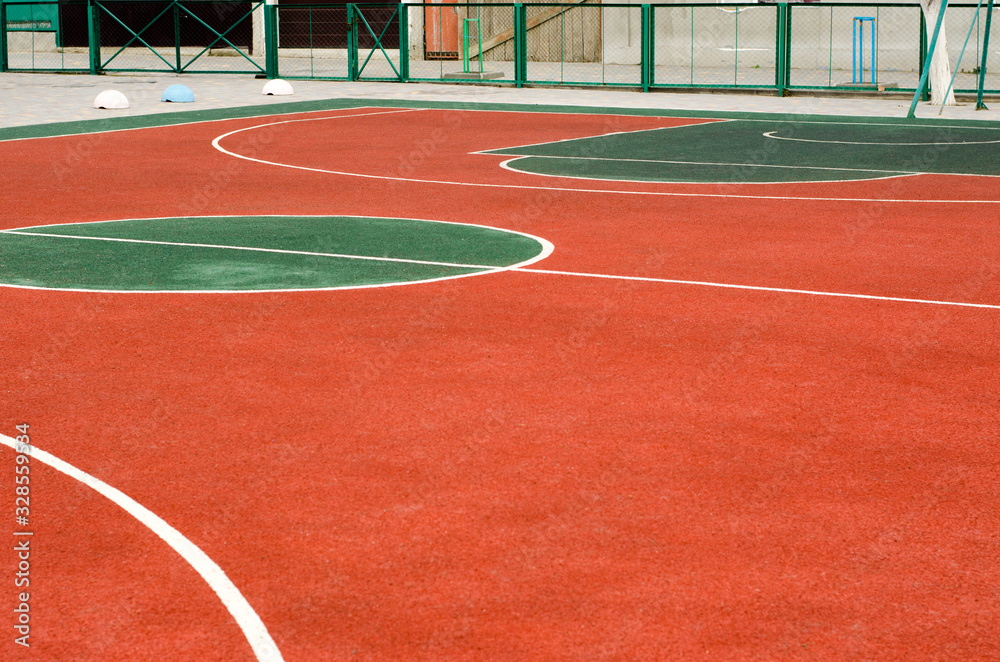 Children's basketball court with a rubber coating