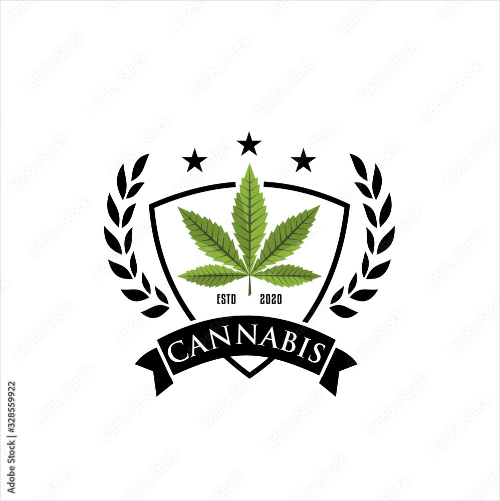 cannabis and marijuana logo design elements. Vector illustration and logotype template, Medical cannabis logo 