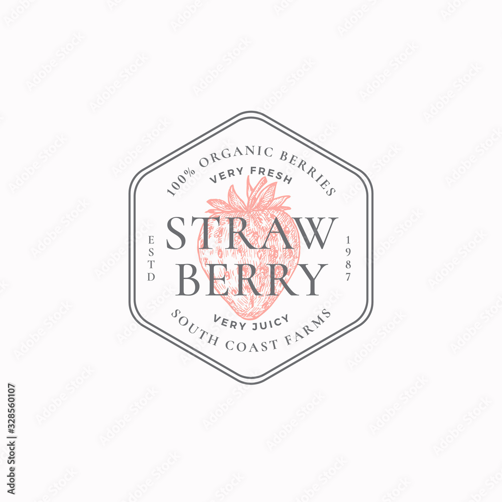 Strawberry Farm Badge or Logo Template. Hand Drawn Berries Sketch with Retro Typography and Borders. Vintage Premium Emblem. Strawberry Farm Badge or Logo Template. Hand Drawn Berries Sketch with Retro Typography and Borders. Vintage Premium Emblem.