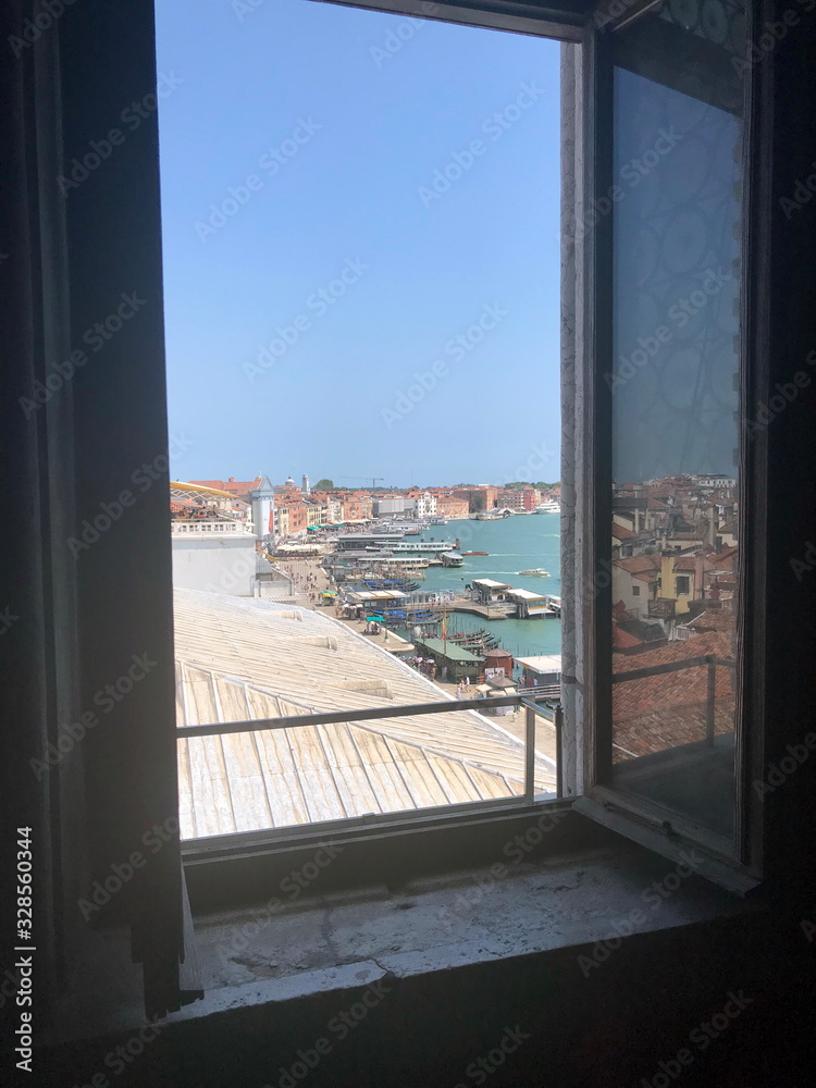 View from the Palace window on the Venetian coast in summer sunny day.
