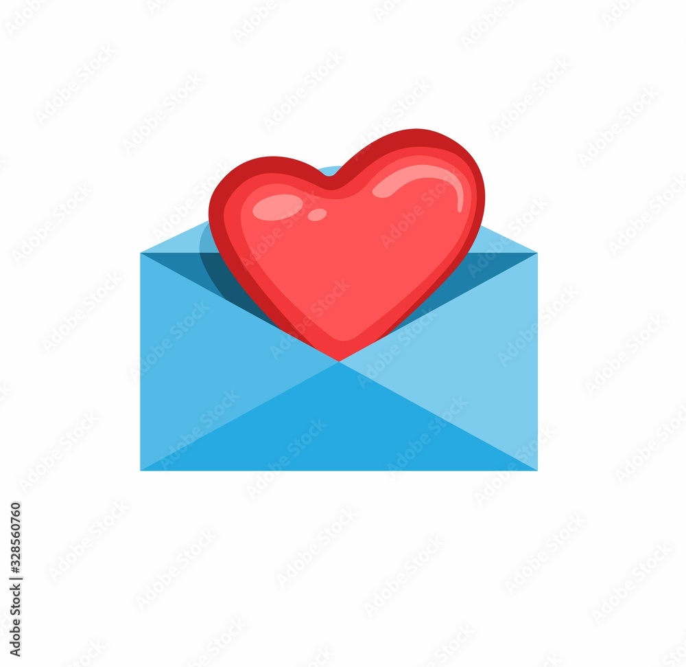 heart in letter. love symbol in envelope icon. cartoon flat Illustration vector isolated in white background. heart in letter. love symbol in envelope icon. cartoon flat Illustration vector isolated in white background.