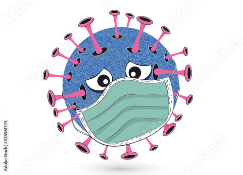 Virus mit Mundschutz Maske