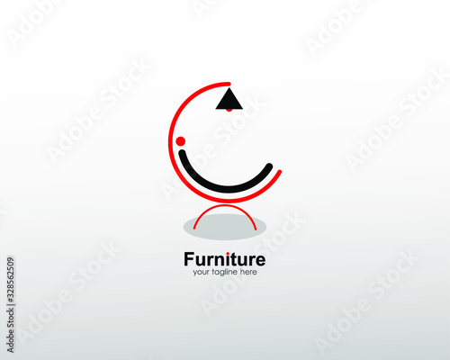 abstract furniture logo with art lines. modern templates. for company and graphic design. logo icon of chair, lamp, table, wardrobe.