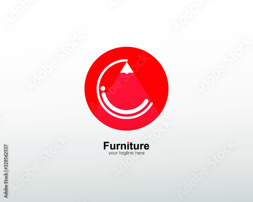 abstract furniture logo with art lines. modern templates. for company and graphic design. logo icon of chair, lamp, table, wardrobe.