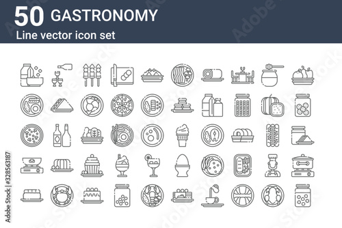 Canvastavla set of 50 gastronomy icons