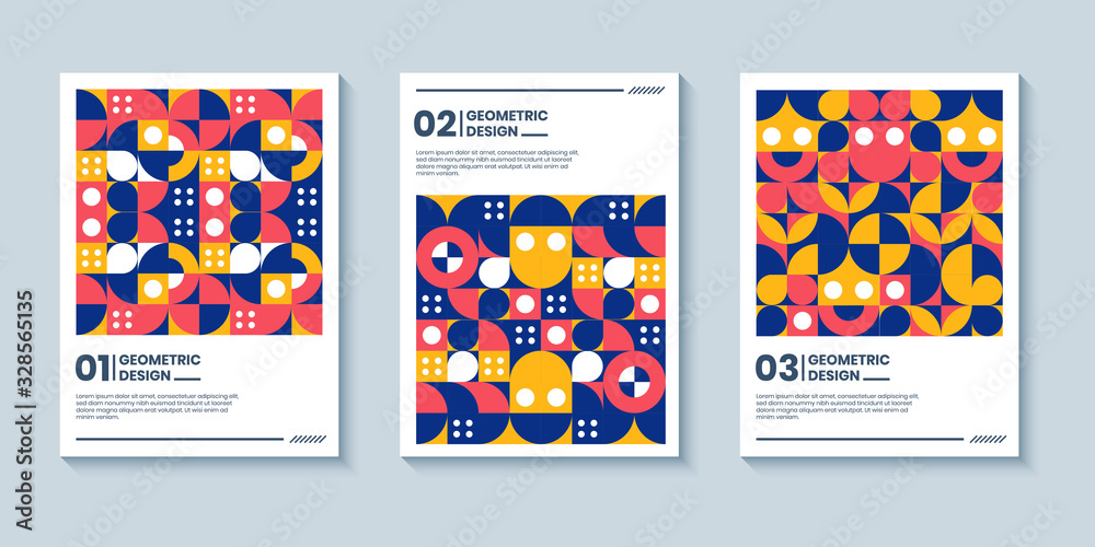 Set of three abstract retro style covers backgrounds with geometric shape. Colorful geometry backgrounds, applicable for Cover, Poster, Card Design Set of three abstract retro style covers backgrounds with geometric shape. Colorful geometry backgrounds, applicable for Cover, Poster, Card Design