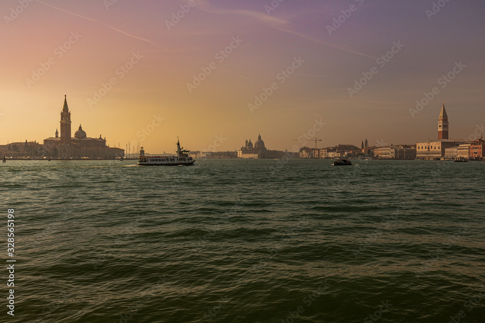 sunset in Venice, canal view