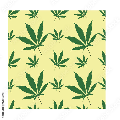 seamless pattern with leaves of cannabis sativa for textiles