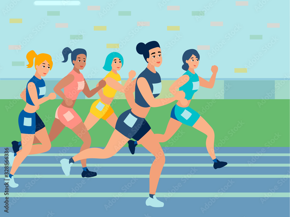 Competitions in running. Athletics. In minimalist style. Cartoon flat vector
