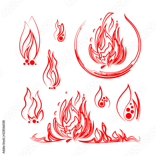 Vector image of fire symbols