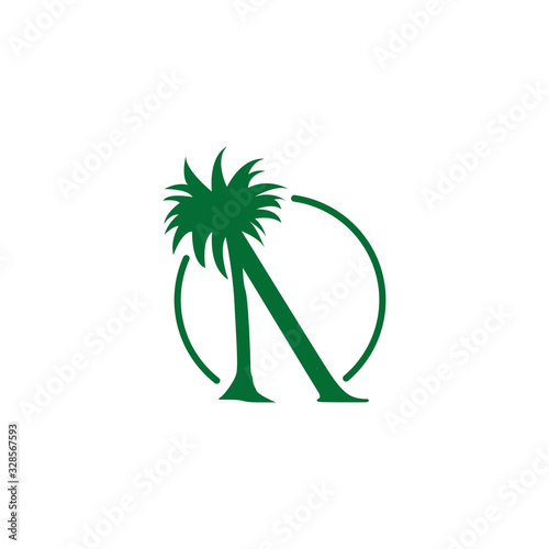logo coconut tree with letter a vector design