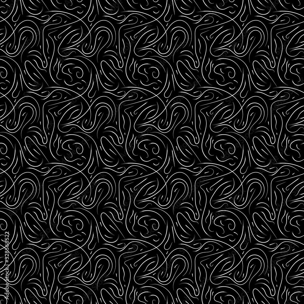 Abstract black and white vector background, seamless repeating pattern