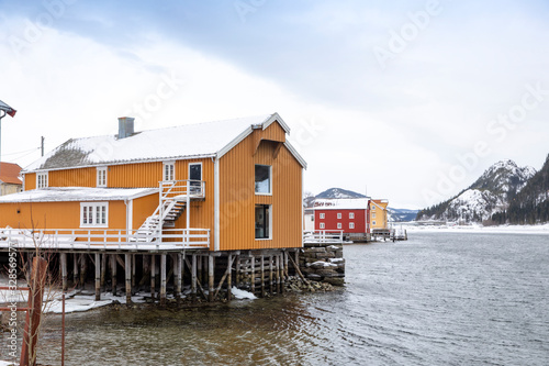 Winter and old wooden houses in the city by the river Vefsna. Mosjøen i Northern Norway © Gunnar E Nilsen