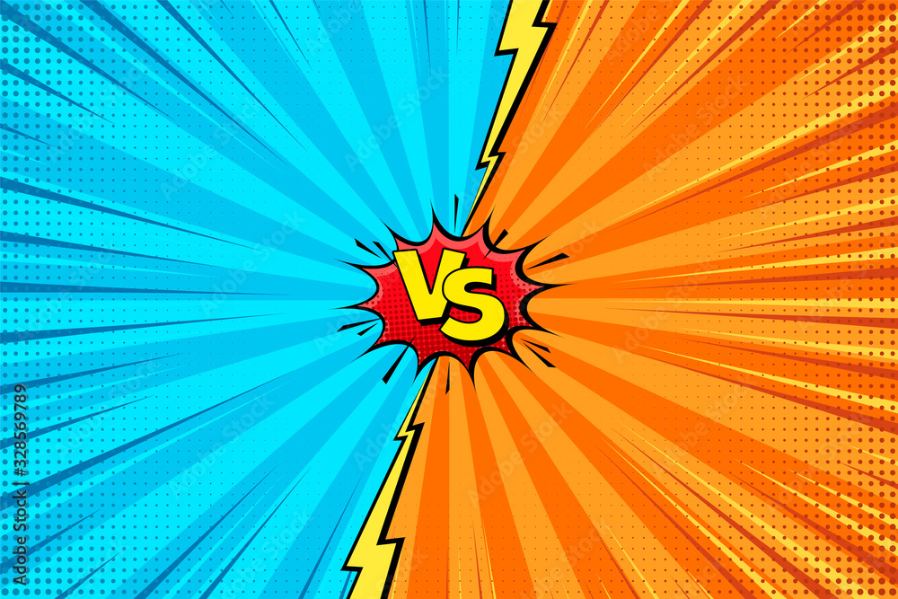 Cartoon comic background. Fight versus. Comics book colorful ...