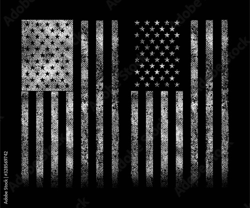 GRUNGE USA FLAG BLACK/WHITE VECTOR DESIGN