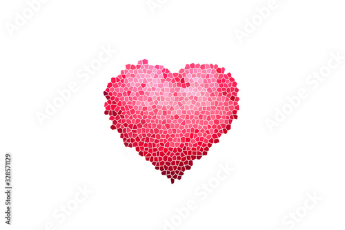 Red heart mosaic on a white isolated background