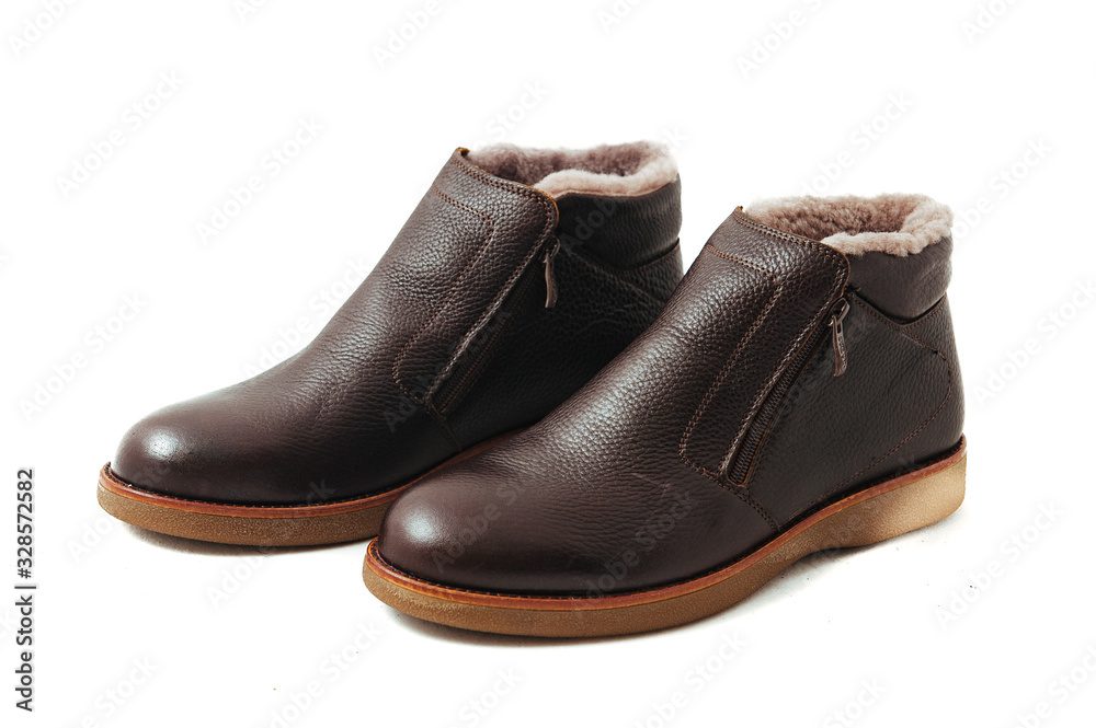 Pair of leather men's shoes isolated on white background Pair of leather men's shoes isolated on white background