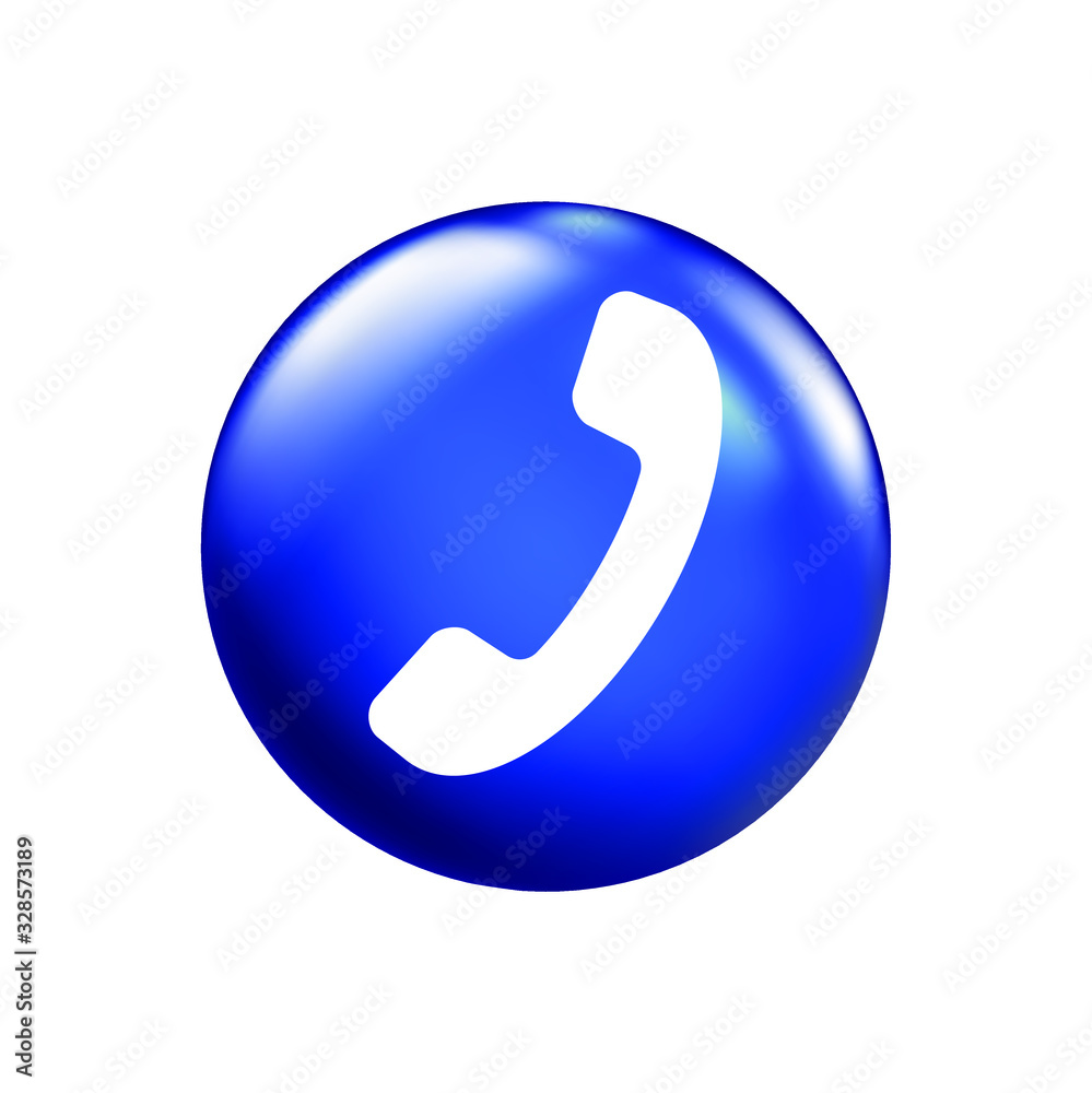 Handset - phone call icon, white on blue background, isolated EPS vector illustration . Handset - phone call icon, white on blue background, isolated EPS vector illustration .