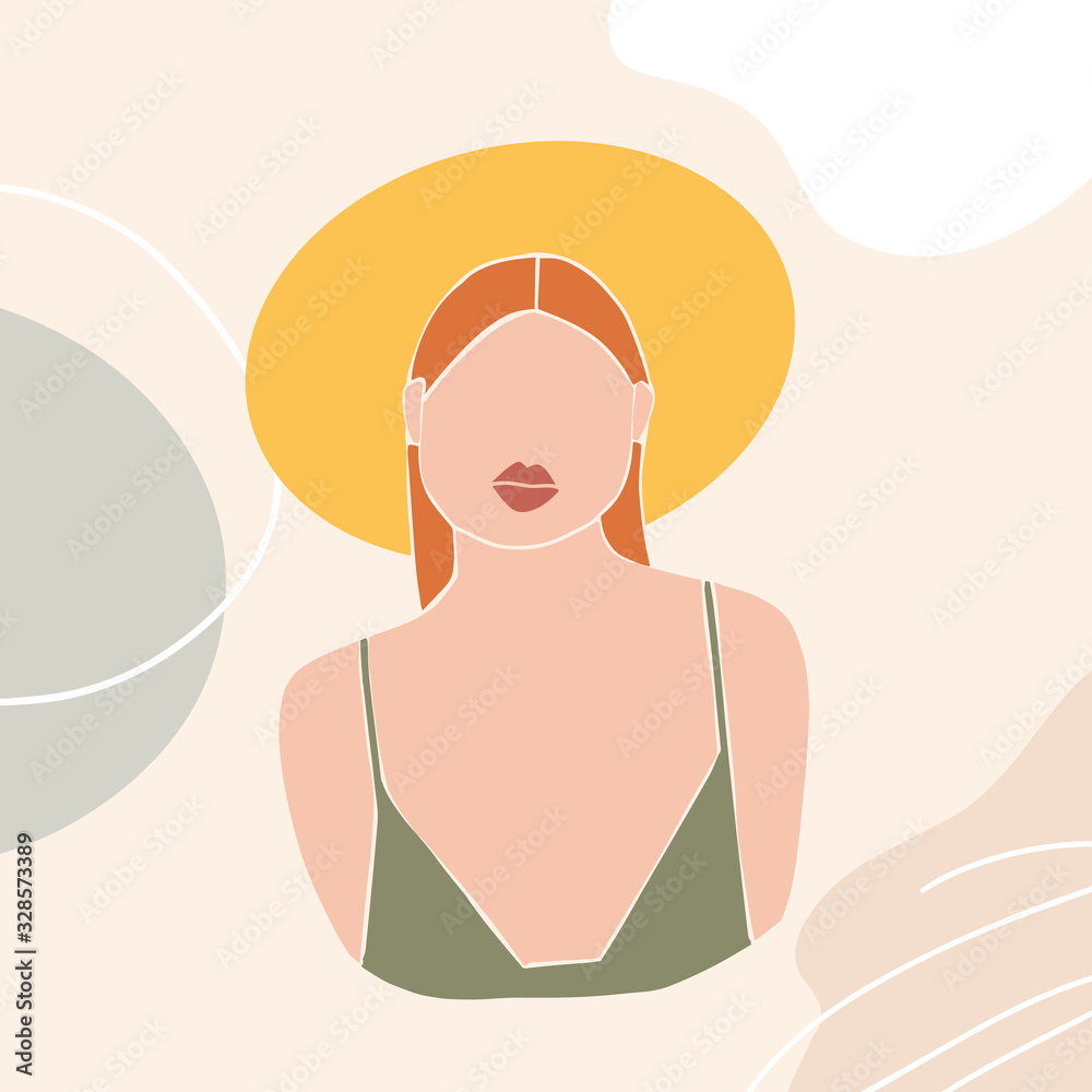 Abstract female shapes and silhouettes on retro summer background. Abstract women portraits in pastel colors. Contemporary art. Fashion paper cut elements for social media, posters, postcards, print. Abstract female shapes and silhouettes on retro summer background. Abstract women portraits in pastel colors. Contemporary art. Fashion paper cut elements for social media, posters, postcards, print.