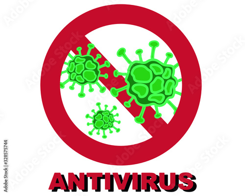 Stop bacteria sign with antivirus protection in flat style. health and protection from bacteria.