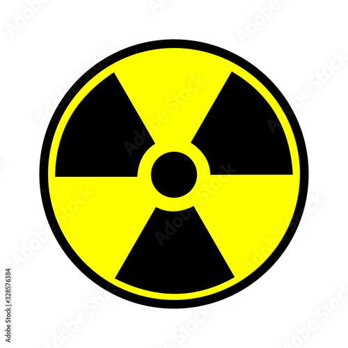 Black and yellow sign of nuclear danger. Radiation danger symbol or icon isolated on a white background
