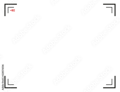Viewfinder frame of the VCR digital display. Camera vector frame. Vector illustration isolated on a white background