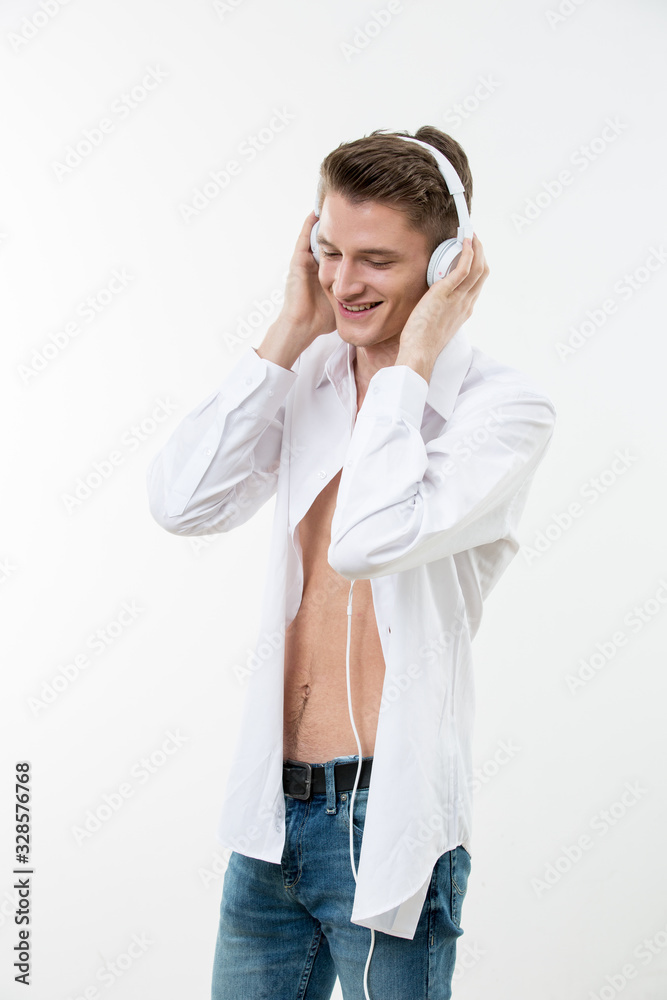 Portrait of young attractive man on white background Portrait of young attractive man on white background