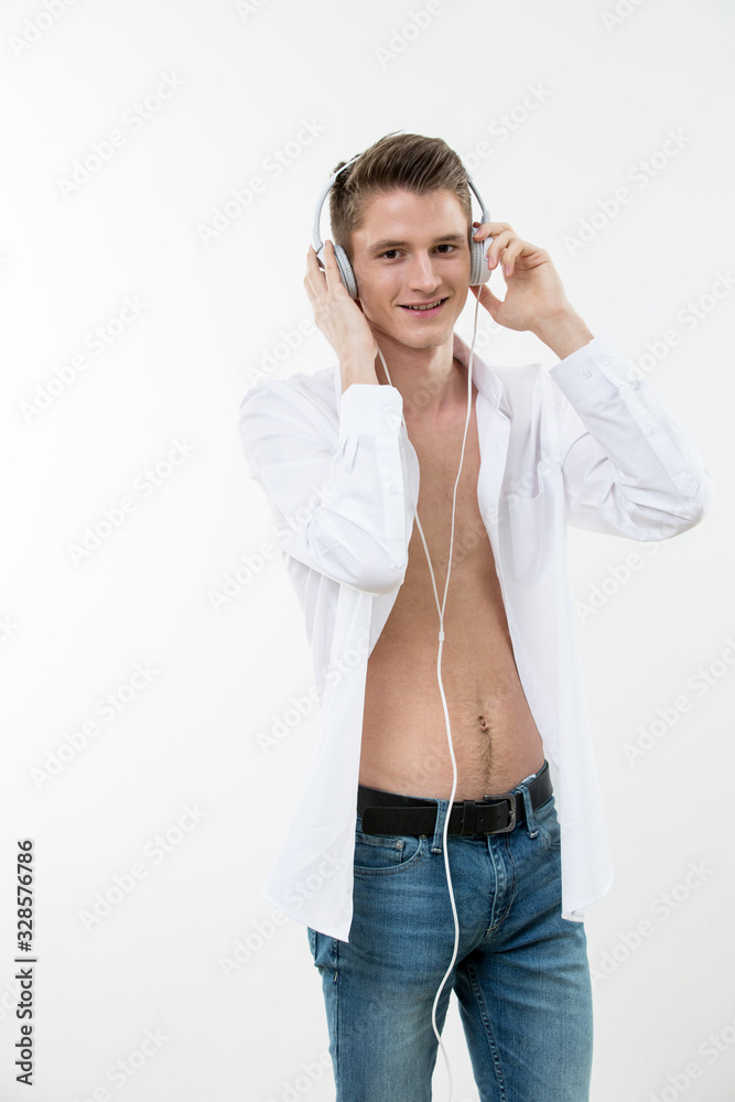 Portrait of young attractive man on white background Portrait of young attractive man on white background