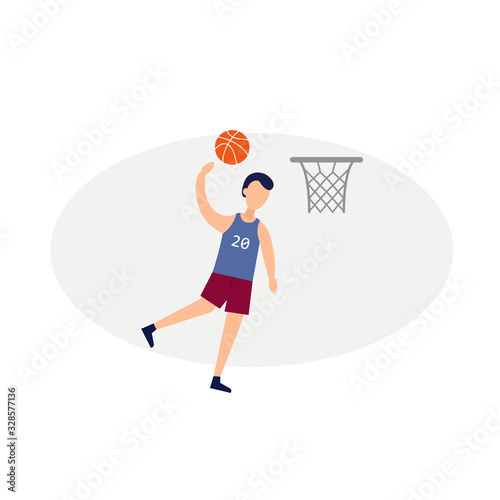 basketball player scores a ball character illustration. flat icon design element